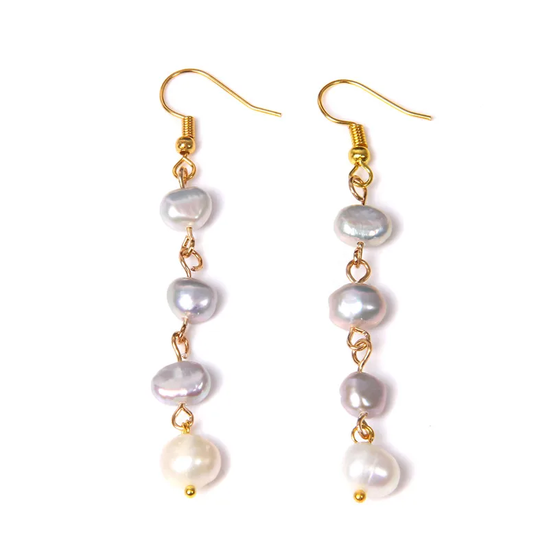 Fashion Baroque Pearls Drop Earrings Eardrops Gray Natural Pearl Earrings Jewelry For Women Wedding Bridal Felmale Danglers Gift