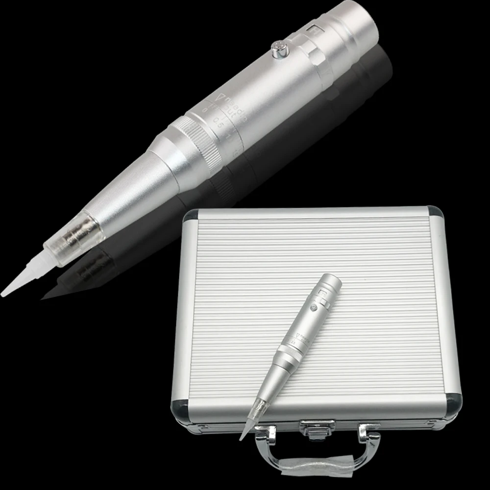 

Tattoo needle Professional Permanent Makeup Machine Pen Eyebrow Lip tattoo Aluminum box packaging Tattoo Machine Silver