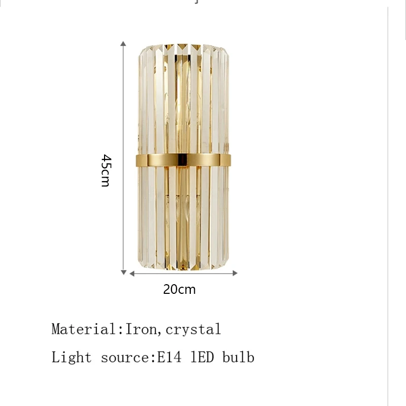 Kluzzi Simple Nordic Gold Iron Crystal Wall Lamp Living Room Creative Decorative Wall Lamp Corridor Bedroom Corridor Wall Lamp