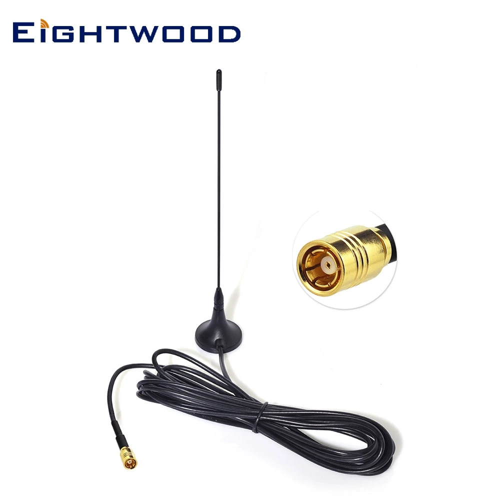 Eightwood DAB/DAB+Car Radio Aerial Antenna Magnetic Mount SMB Plug Connector 4m Cable for Alpine Beat Blaupunkt C-KO JVC Sony