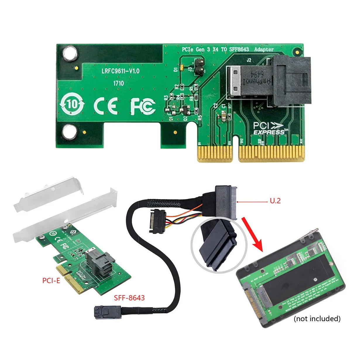 

Cablecc NGFF PCI-E 3.0 4.0 to SFF-8643 Card Adapter and U.2 U2 SFF-8639 NVME PCIe SSD Cable