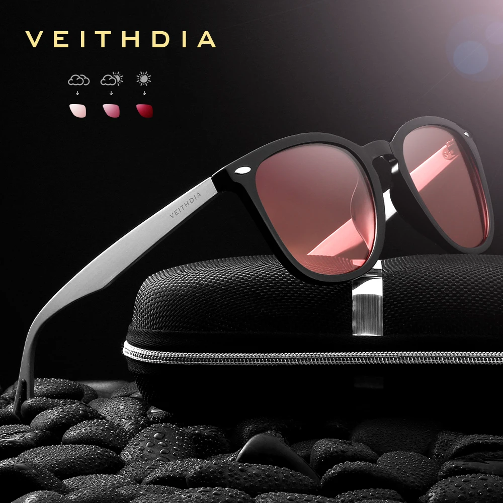 VEITHDIA Sunglasses Unisex Aluminum+TR90 Men\'s Photochromic Mirror Sun Glasses Eyewear Accessories Fashion For Men Women 6116
