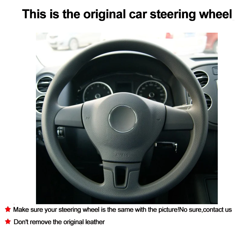 DIY Car Steering Wheel Cover Leather Wrap For Volkswagen VW Transporter Caravelle Multivan T5 2009 2010 2011 2012 2013 2014 2015