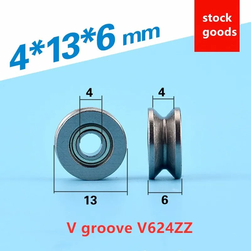 50 Stück V623 V624ZZ U623ZZ U624ZZ U604ZZ V-/U-Nut-Rollenlager 3x10x3 3x12x4 4x13x6 3x12x4 4x13x4 mm – Detail 6