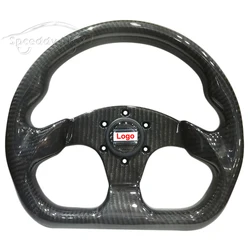 Car Sport 13inch 320mm Steering Wheel Full Carbon High Quality Universal  D Shape Racing Carbon Fiber Flat Dish Steering Wheel