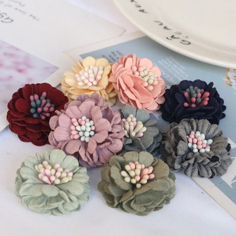 10PCS/Lot 3CM Handmade DIY Fabric Artificial Flowers For Wedding Dress Shoes Hats Decoration
