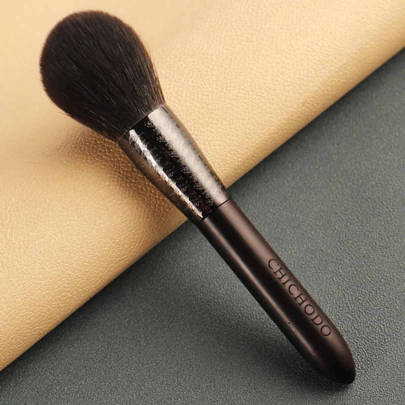 CHICHODO Makeup Brush-Luxurious Carved Ebony Animal Hair Series-Fox&Gray Rat&Goat Hair Powder Brush-Cosmetic Tools-Beauty-F101