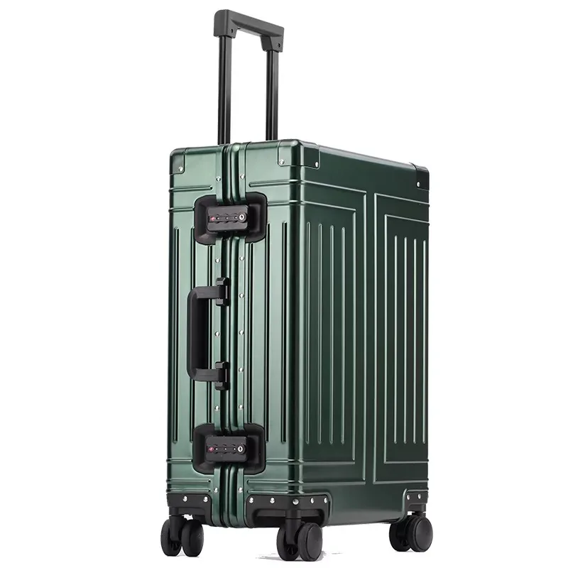 Imagem -03 - Alumínio Viagem Bagagem Hard Trolly Case Alumínio Mala Metallic Cabin Trolley Bolsa Mala Impermeável Novo 20 24 26 29