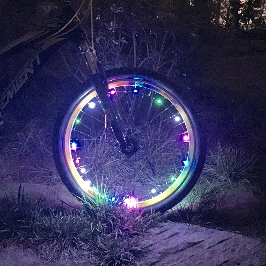 Multi Color Wheel LED Bicycle Safety Light Lightweight Accessory