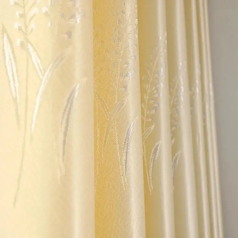 Living Room Curtain for Bedroom Window 310cm Height Grey Thick Curtains Pull Pleated Tape Yellow Curtain Custom Made