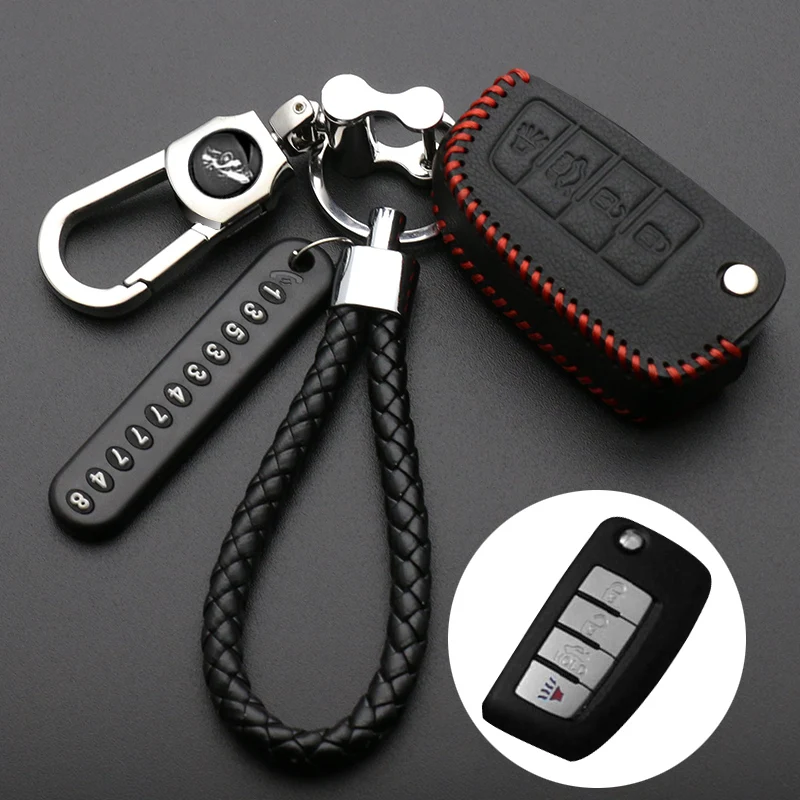 leather Car key Cover For Nissan Qashqai X-trail Murano Maxima Altima Juke QUEST Livina Tiida Nismo Fob Case