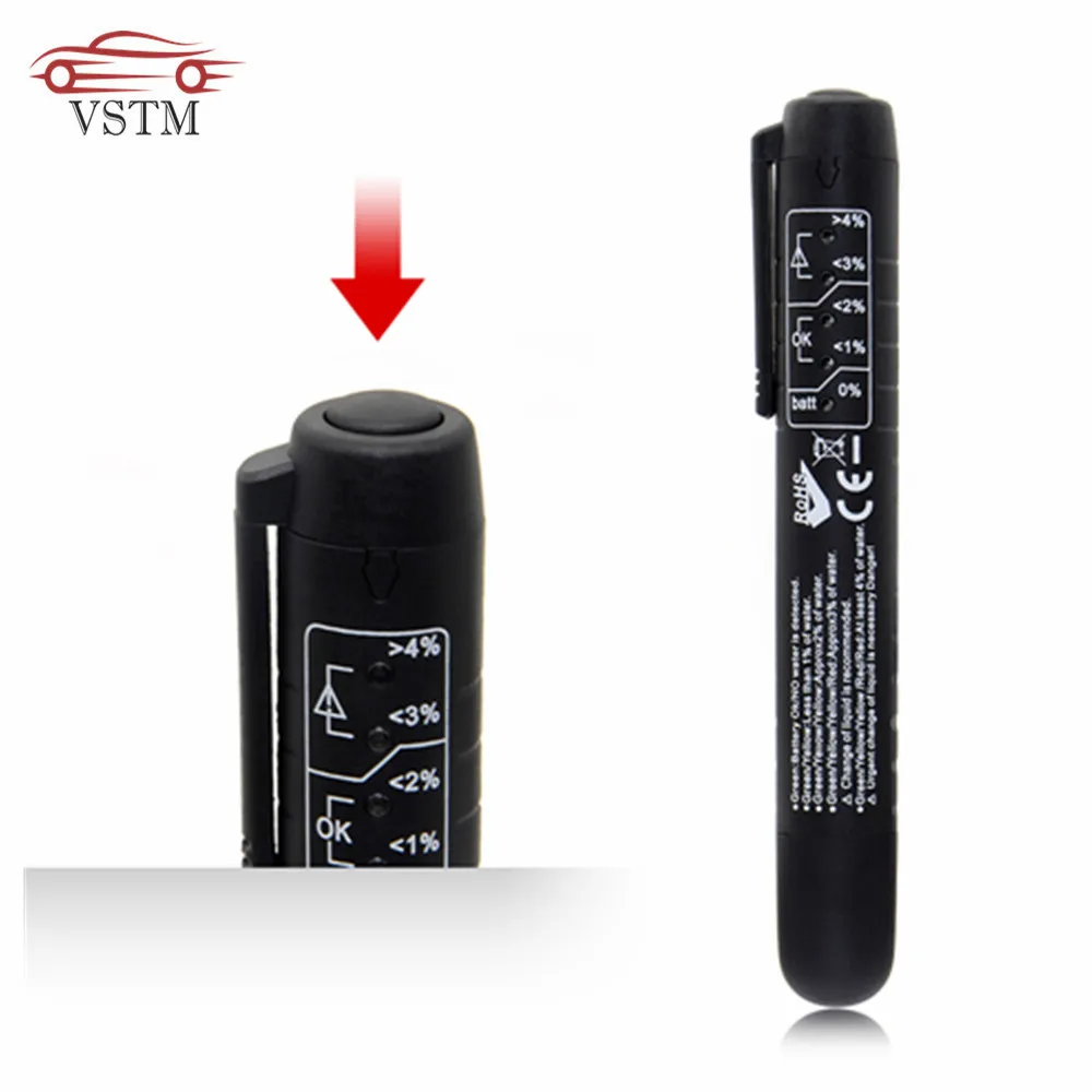 Auto Car Brake Fluid Tester Check Fluid Quality 5LED Indicator For DOT3/DOT4 Diagnostic Tool Testing Automotive Pen Black