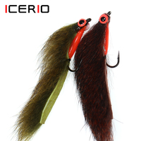 ICERIO 4PCS Luminous Fish Eye Squirrel Zonker Strip Streamers Flies Trout Bass Fishing Fly Lure Baits