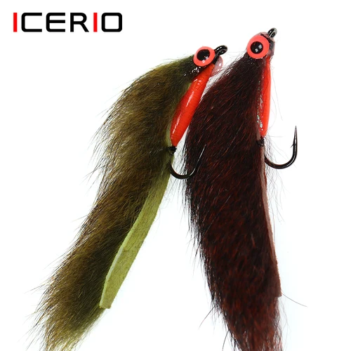 ICERIO señuelos luminosos de ojo de pez, serpentinas de tira de ardilla Zonker, moscas, trucha, lubina, pesca con mosca, 4 piezas