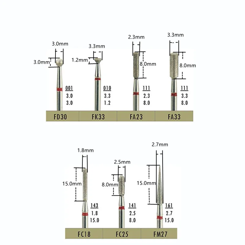 5pcs/Box Dental Diamond Drill Bit Round Bur for Lab HP Electroplated Medium Blue Grind Zirconia Sharp Durable Dentistry Tool