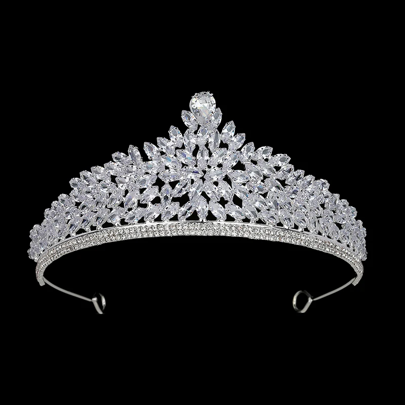 Tiaras and Crown HADIYANA Exquisite Women Wedding Hair Accessories Bridal Headband Haar Sieraden Cubic Zircon BCY8946 Corona