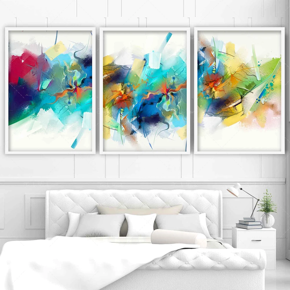 Abstract Multicolour Blue Pink Art Prints from Original Watercolour Paintings Wall Art Print Poster print wall art Artwork