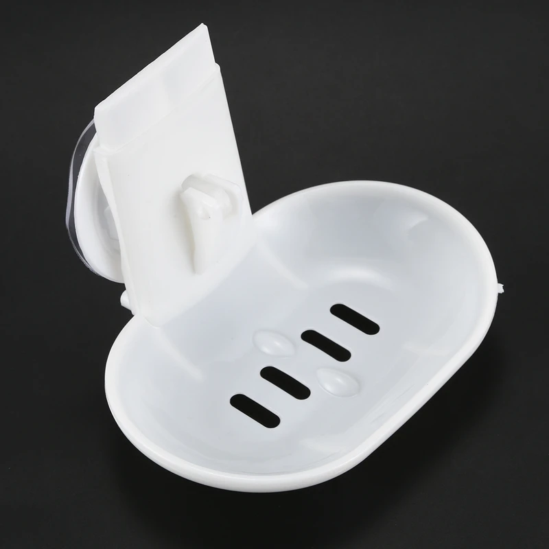 Double Soap Dish Strong Suction Soap Holder Cup Tray for Shower Bathroom (White)