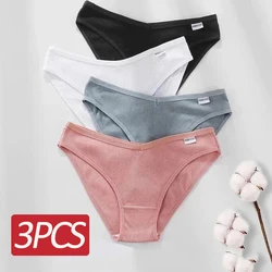 3PCS/Set Women's Panties Women's Cotton Briefs Female Underpants V Waist Brief Underwear Plus Size Pantys Lingerie M-4XL