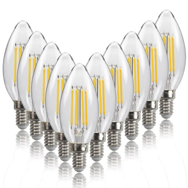 10 stks E14 LED Lamp AC220/240 V 4 W 6 W Filament Kaarslicht C35 Edison Glazen Lamp Retro Antiek Vintage Stijl Koud Wit Warm