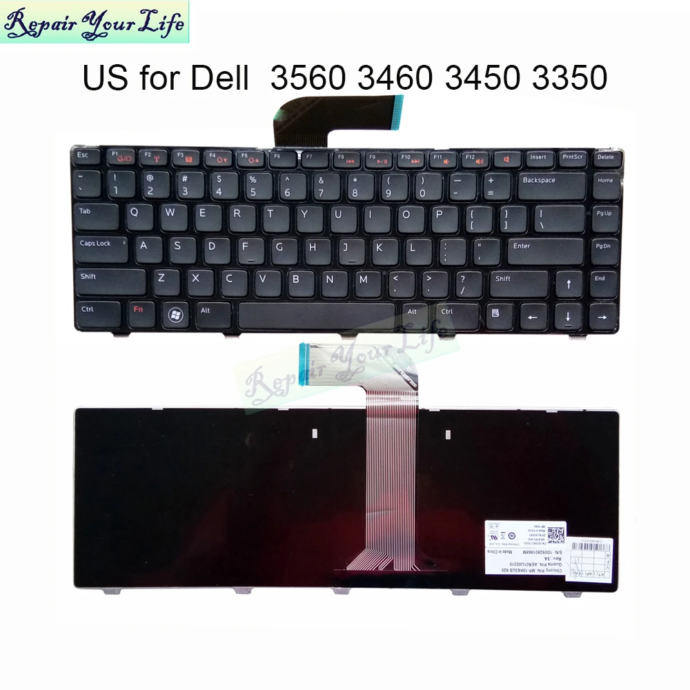 0X38K3 Arabic US English Keyboard for Dell Vostro 3560 3460 1540 2520 3350 3450 N4110 V131 XPS L502X X38K3 Laptop PC Keyboard