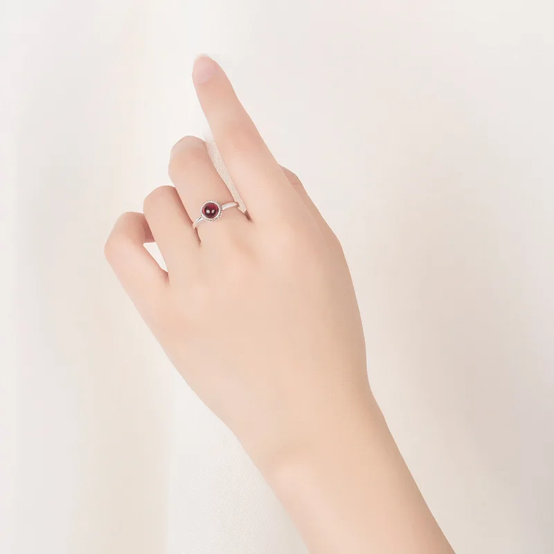 2023 New Arrival Elegant Red Agate Stone Thai Silver Ladies Wedding Ring Jewelry For Women Gift Never Fade