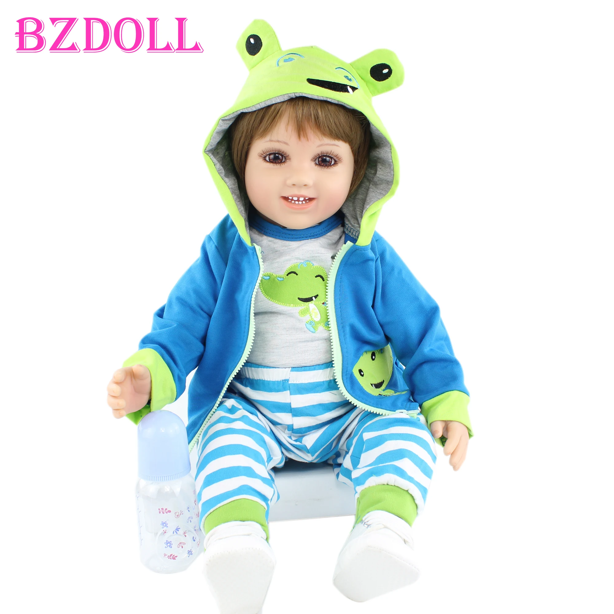 60 CM Soft Silicone Reborn Boy Cloth Body Doll For Girl Dress Up Toddler Boneca Child Birthday Gift Play House Bedtime Toy