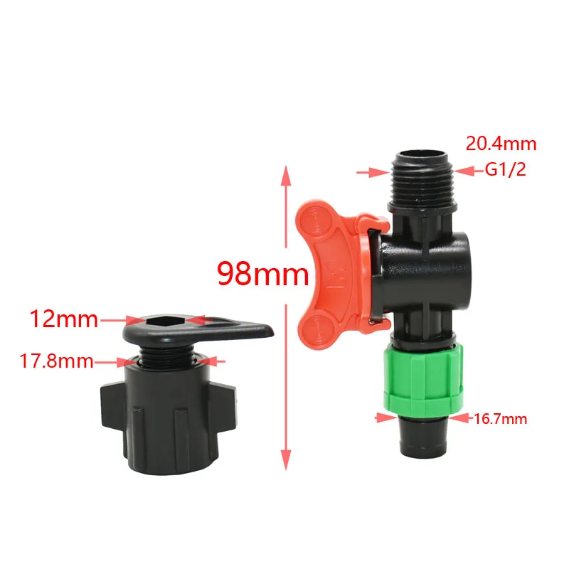 Farm 1/2 Male To 16mm Drip Tape Garden Tap Crane With lock Nut Connectors 5/8