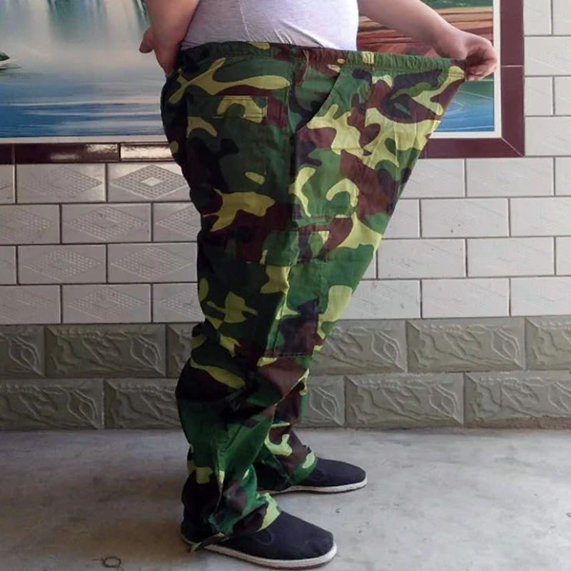 Large size men\'s pants elastic band plus size 9XL 10XL 11XL 12XL summer large loose elastic army green large size pants sports