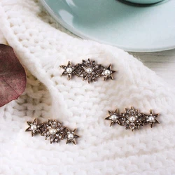 5 Pcs Rhinestone Pearl Flower Plate Diamond Button Jewelry Scarf  For Hair Accessories Sewing Decorative Clothing Coat Buttons