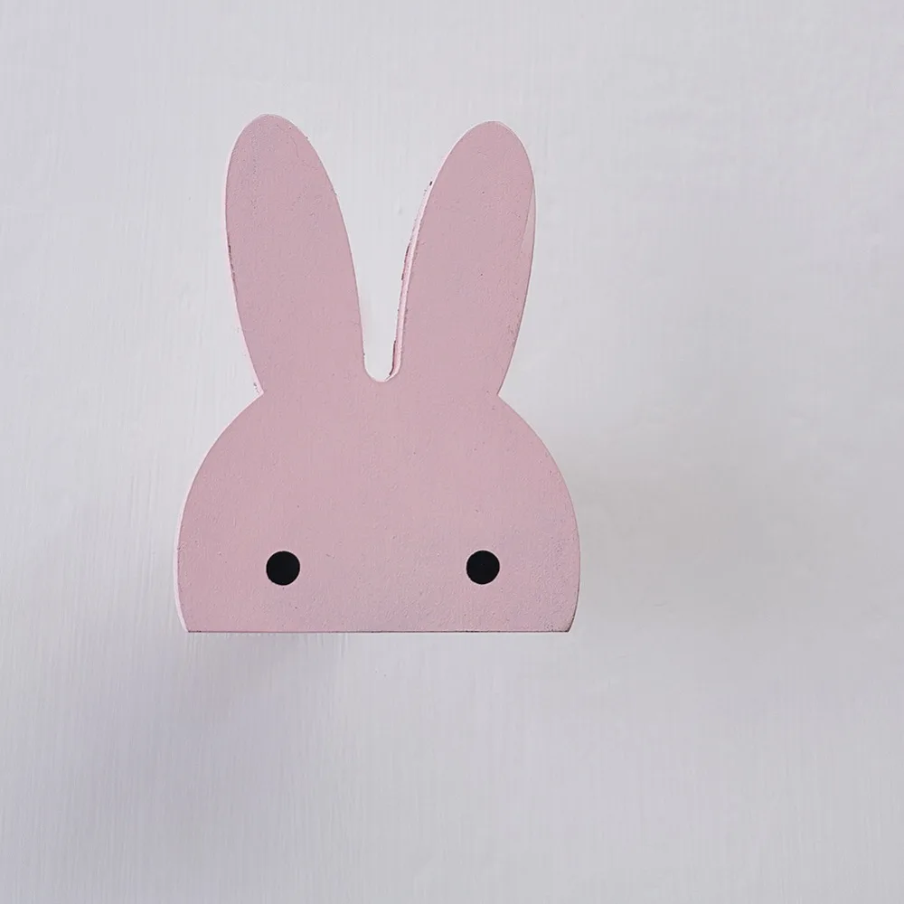 1PC Popular Rabbit/Cloud Wall-mounted Hooks DIY Wooden Hanger Wall Decoration Kids Room Supplies Door Hook Bathroom Accessories