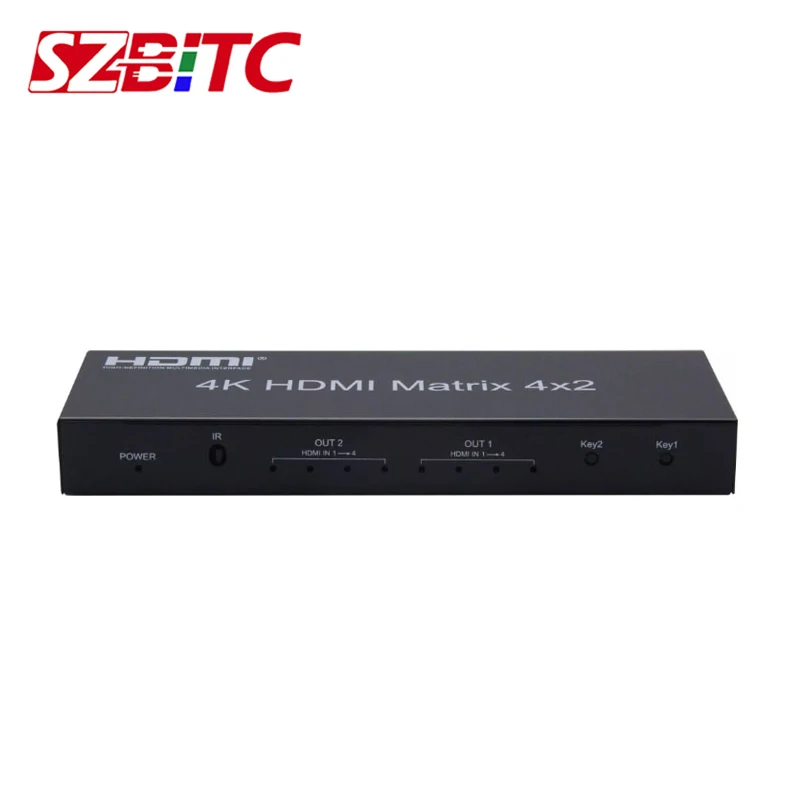 SZBITC 4K 4x2 HDMI  Matrix Switcher 4 input 2 output Video Splitter EDID Dual 3.5mm jack Audio