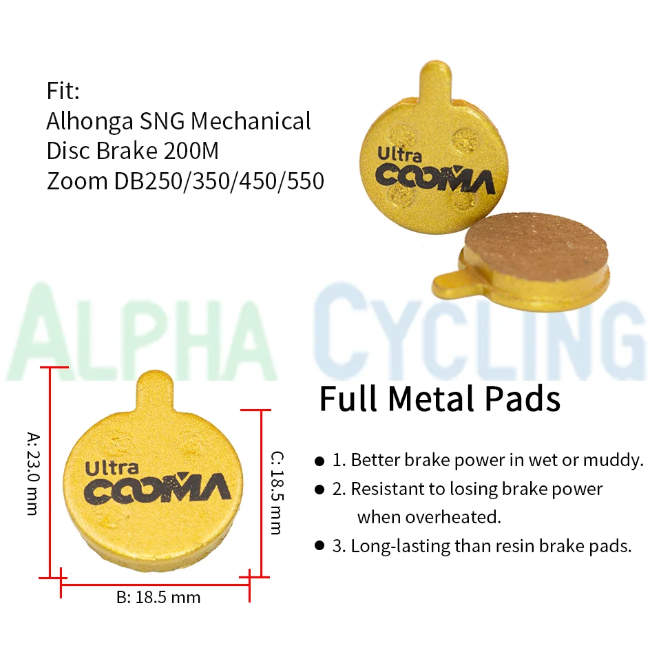 4 Pairs, Bicycle Disc Brake Pads for ZOOM DB 280 DB 550 DB450 DB350 ONE, Alhonga Caliper, Xiaomi Scooter, OD=18 mm, Ultra Class