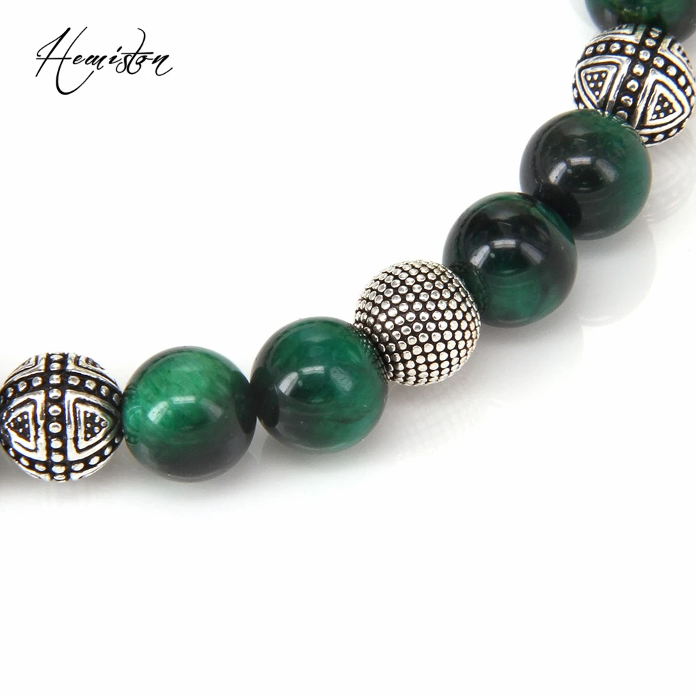 8MM Ts Cross, Hero, Green Tiger's Eye Beads Elastic Bracelet, Natural Stone Rebel Heart Style Jewelry For Women and Men