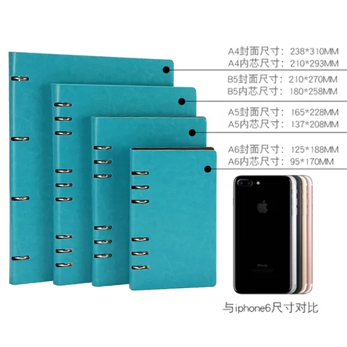 Imagen 2 del producto Cuaderno hueco de hojas sueltas A4 A5 A6 B5, cuaderno desmontable, Bloc de notas de cuero, carpeta, libretas, papelería