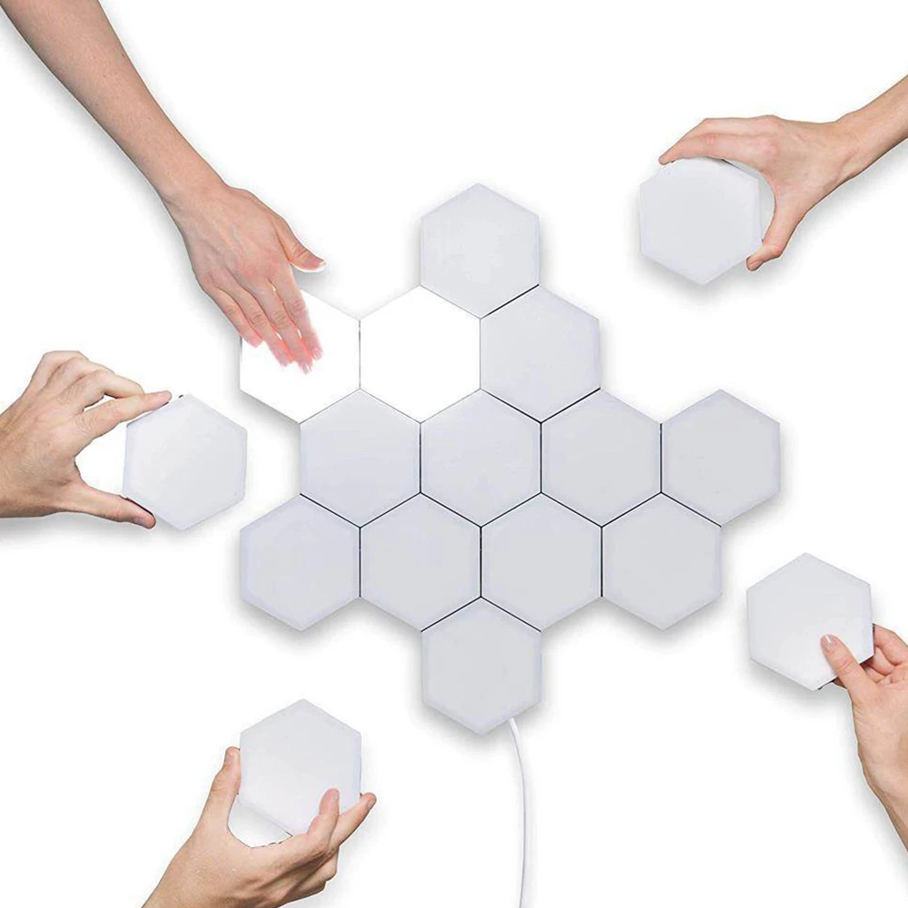 

LED Quantum Lamp Hexagonal Lamps Modular Touch Sensitive Lighting Night Light Magnetic Hexagons Creative Decoration Wall Lampara