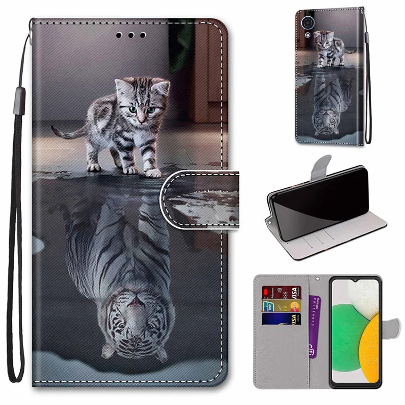 For Samsung Galaxy A03 Core Case Painted Leather Case on sFor Samsung A03 Core Phone Cases Galaxy A 03 Core SM-A032F Cover Funda