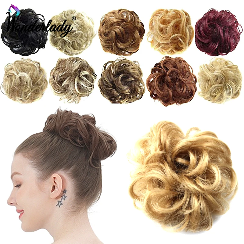 

WonderLady Hair Bun Extensions Messy Curly Wavy Scrunchies Hairpieces Synthetic Chignon Thick Updo Hair Pieces for Women Girls