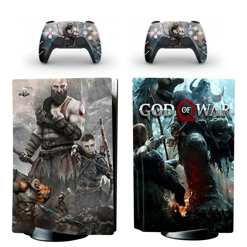 لعبة God of War PS5 إصدار القرص القياسي ملصق جلدي غطاء لاصق لوحدة التحكم PlayStation 5 ووحدة التحكم PS5 ملصق جلدي من الفينيل