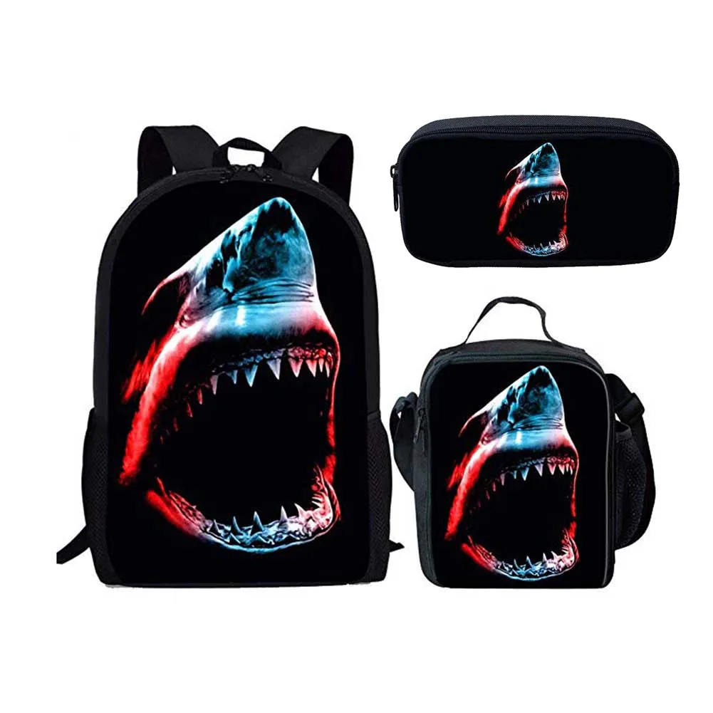 2025 3 stks/set Shark Print Kids Rugzak Mode Meisje Glitter Schoolboekentas Meisjes Leuke Hologram Laser Reizen Rugzakken