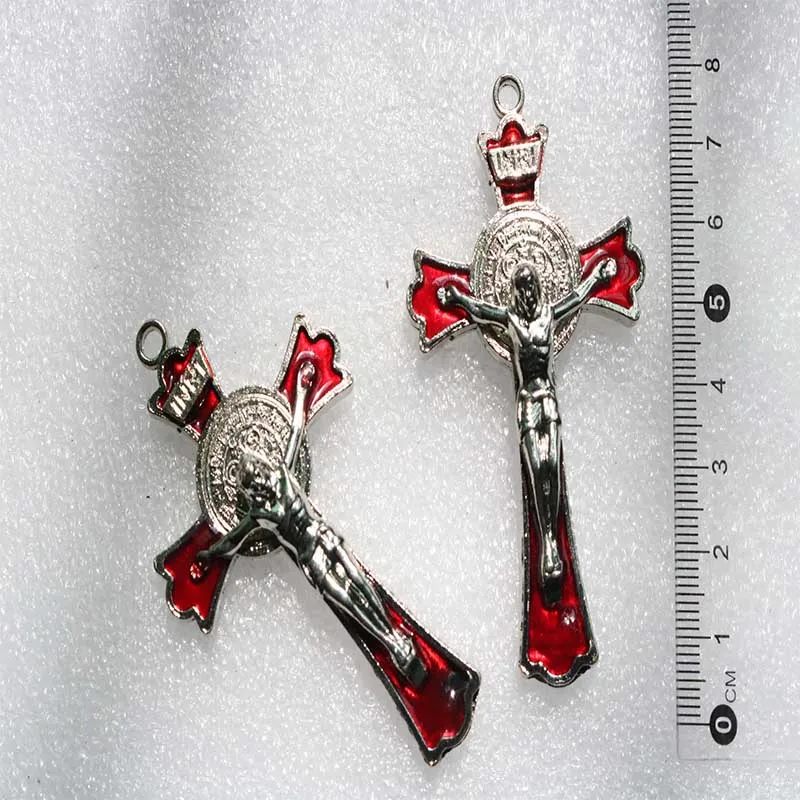 10 Pieces / Blue Oil Alloy Drop Religion Large Cross Church Crucifix Jesus Cross Necklace Jesus Jesus Memorial Gift