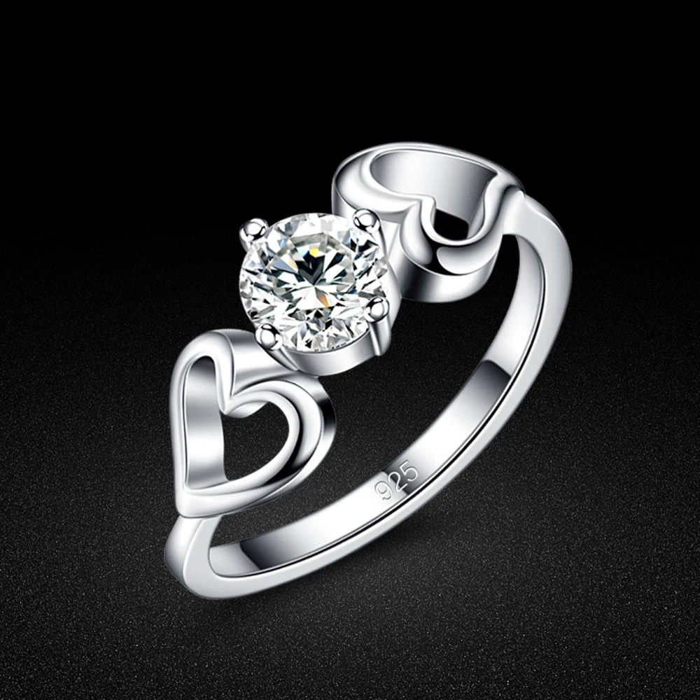 

Роскошное женское оригинальное кольцо из стерлингового серебра 925 пробы AAA с кубическим цирконом, четыре зубца, инкрустированное кольцо в форме сердца, подарок на день Святого Валентина, обручальное кольцо
