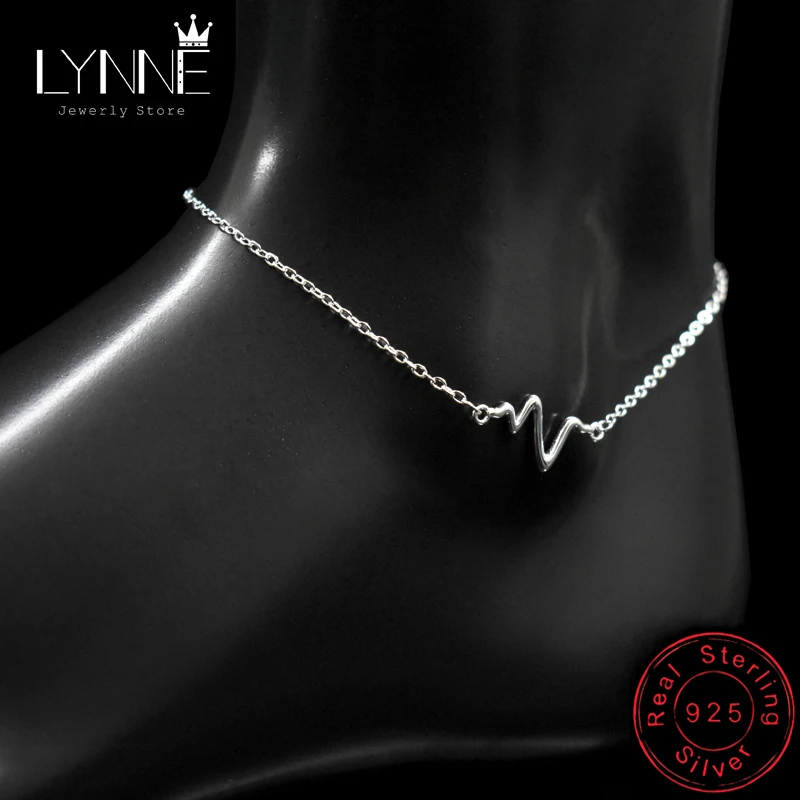 New Sexy Beach Lightning Pendant Anklet 925 Sterling Silver Simple Waves Anklets Bracelets For Fashion Women Foot Chain Jewelry