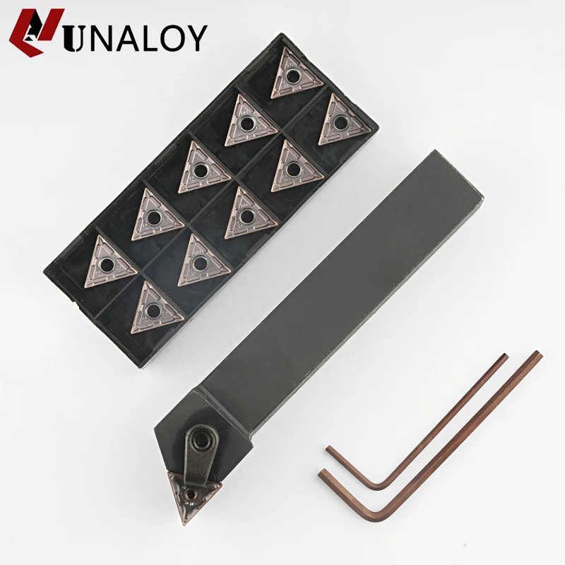 UNALOY 1pc MTJNR2020 MTJNR 1616 MTJNR2525 External Triangul Turning Tool Holder TNMG Carbide Inserts Lathe Cutting Tools Set