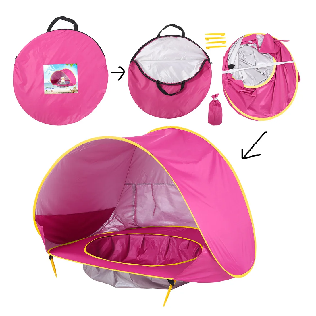 Barraca de praia do bebê crianças à prova dwaterproof água pop up sun toldo tenda uv-proteção sunshelter com piscina criança acampamento ao ar livre