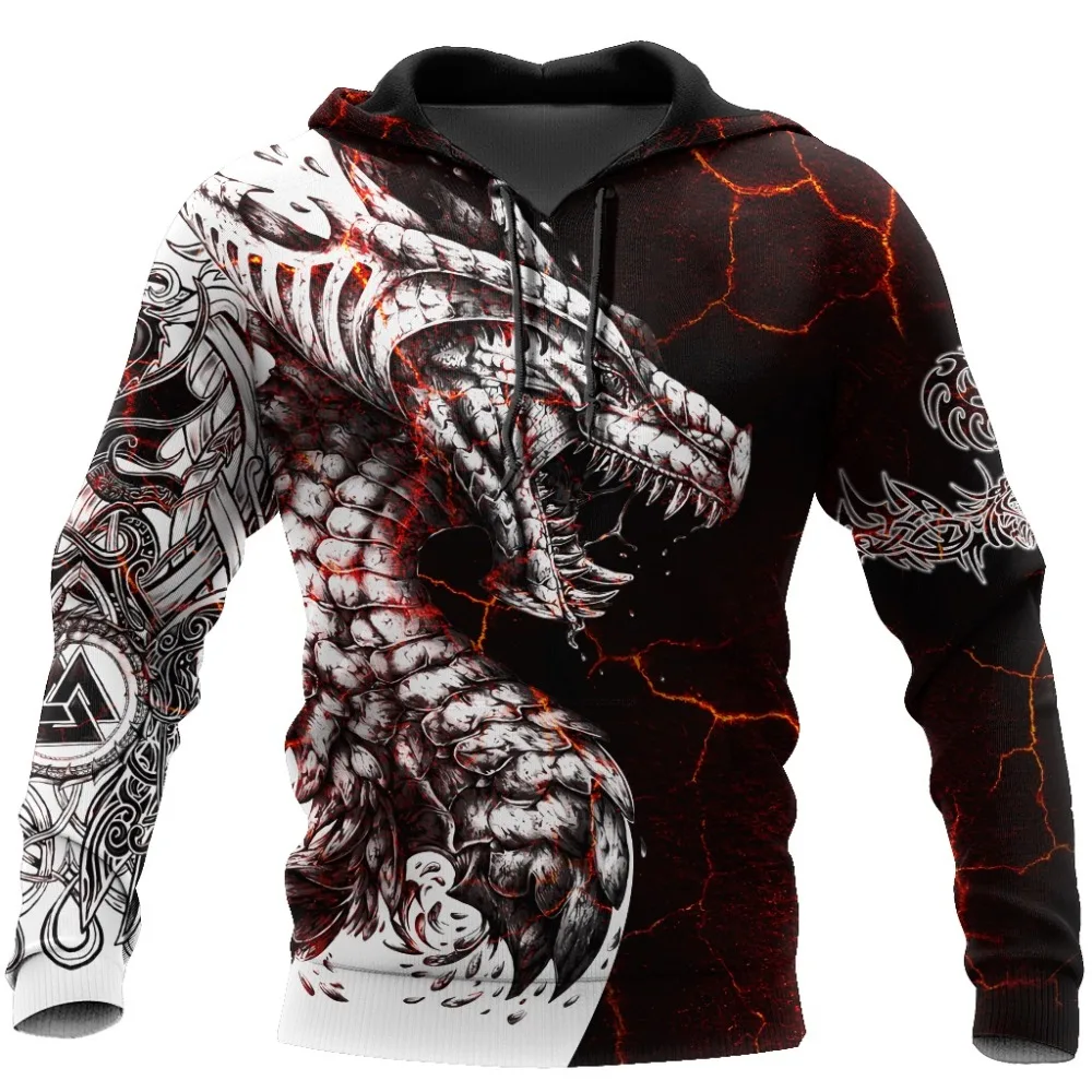 WBWA Black & White Tattoo Dragon 3D Printed Men Hoodies Sweatshirt Unisex Streetwear Zipper Pullover Casual Jacket Tracksuits