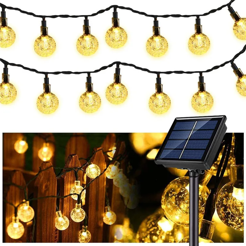 Guirxiété solaire en forme de boule de cristal, imperméable conforme à la norme IP65, luminaire décoratif d'extérieur, idéal pour un jardin ou comme décoration de Noël, 10m, 50 unités