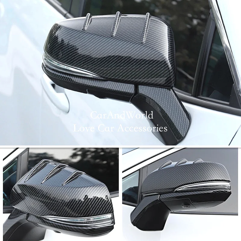 

For Toyota RAV4 RAV 4 XA50 2019-2025 Rear View Mirror Frame Cover Trims Carbon Fibre Decorative Car Molding Garnish Accessories