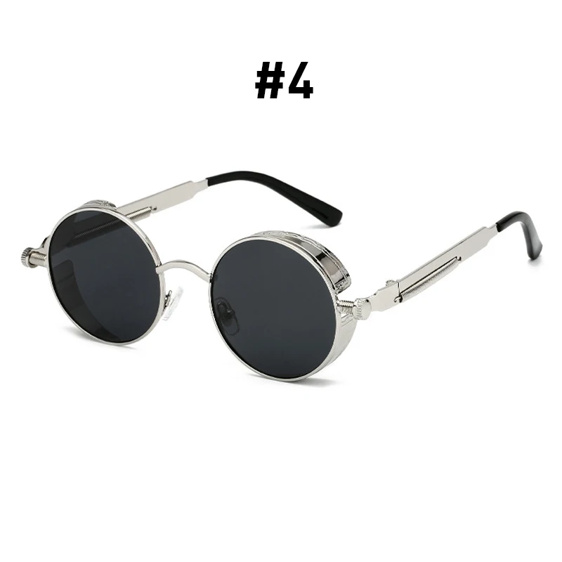 VIVIBEE Vintage Steampunk Rote Sonnenbrille für Herren, Runde Punk-Legierung Metall Retro Sonnenbrille für Damen, 2026 Goggles im Gothic-Stil