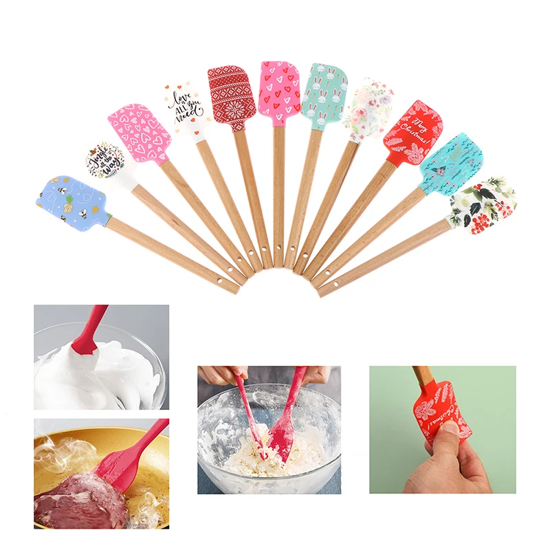Multiple Color Silicone Baking Spatula Heat-Resistant Non-stick Cooking Kitchen Utensils Non-deformable Soft Baking Spatula